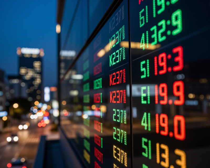 Digital Stock Market Display in Seoul
