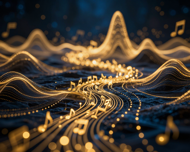 Golden Digital Music Waves