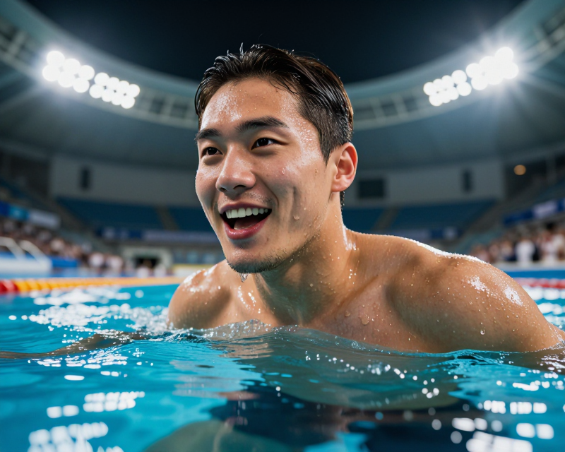 Triumphant Swimmer in Tokyo