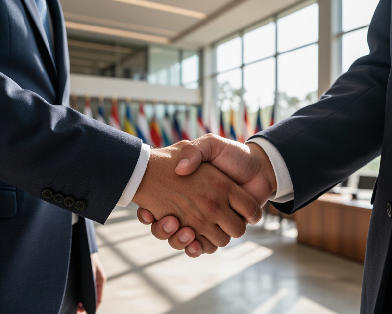 Diplomatic meeting atmosphere